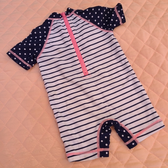 Rash guard style swimsuit for baby girl by Little Me, size 6-9 months - Picture 6 of 6